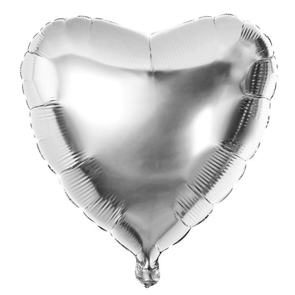 The balloon for the celebration of the heart is silver