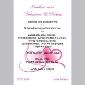 Bridal menu for the wedding